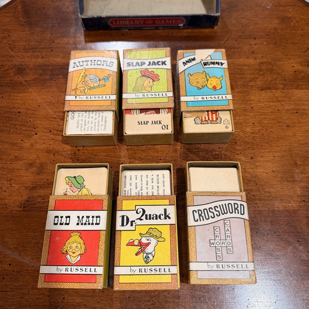 Russell Vintage Card Game Set - Library of games - Complete - 6 piece set - Picture 3 of 4